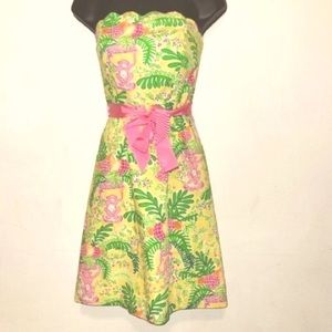 Lilly Pulitzer monkey jungle dress size 2 scalloped